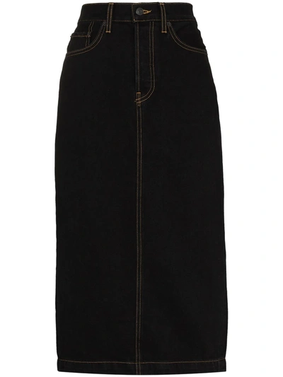 Shop Wardrobe.nyc High-waisted Denim Pencil Skirt In 黑色