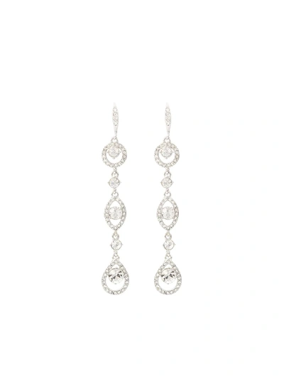 Pre-owned Givenchy 2000s Crystal-embellished Dangle Earrings In Silver