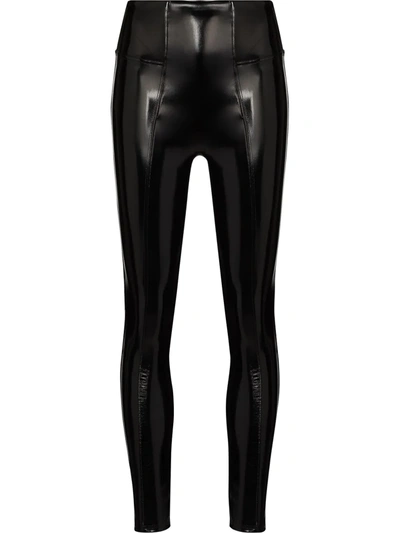 Shop Spanx High-rise Faux-leather Leggings In 黑色