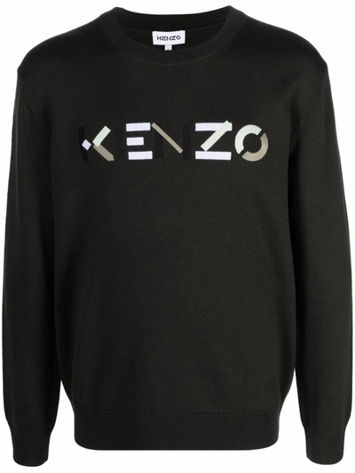 Shop Kenzo Logo-print Wool Jumper In Grey