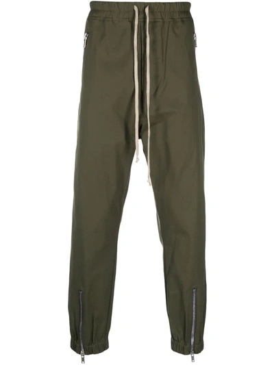 Shop Rick Owens Zip-detail Drawstring-waist Trousers In Green