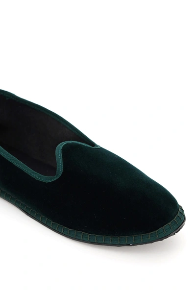 Shop Vibivenezia Furlane Velvet Slippers In Green