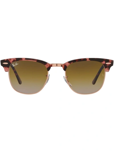 Shop Ray Ban Clubmaster D-frame Sunglasses In Rosa