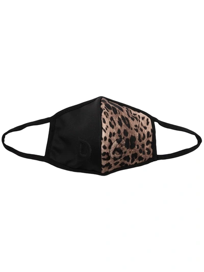 Shop Dolce & Gabbana Leopard-print Face Mask In Schwarz