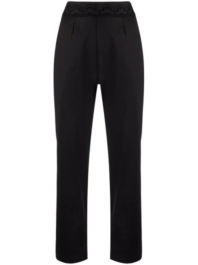 Shop Ermanno Scervino Embroidered Cropped Trousers In Schwarz