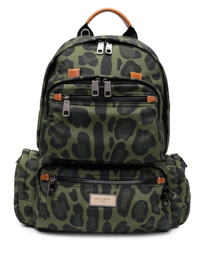Shop Dolce & Gabbana Leopard-print Backpack In Grün