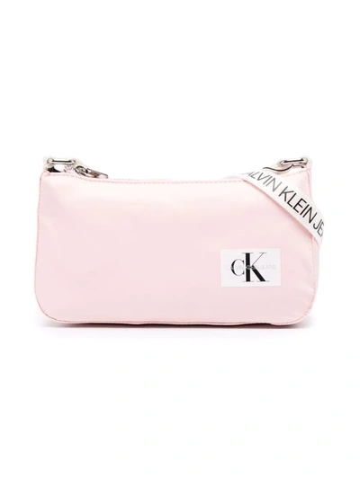 Shop Calvin Klein Logo-patch Tonal Clutch Bag In Rosa