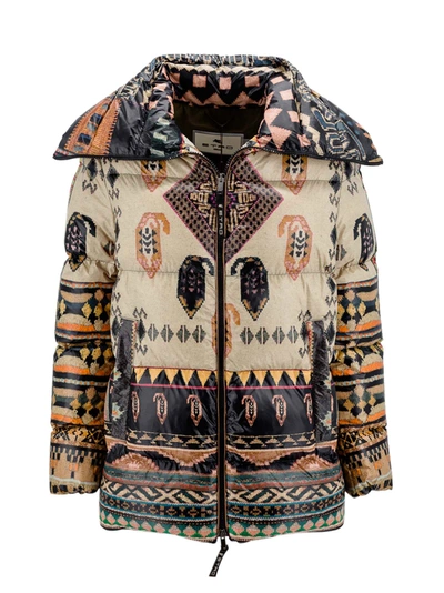 Shop Etro Geometric Print Padded Coat In Fantasy