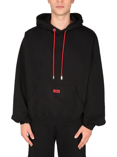 Shop Gcds Sweatshirt With Rubber Logo In Nero