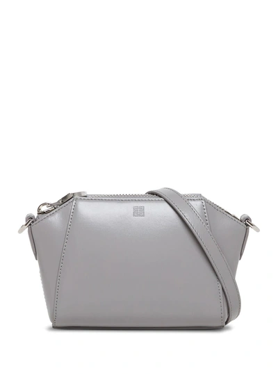 Shop Givenchy Antigona Nano Crossbody Bag In Grey Leather