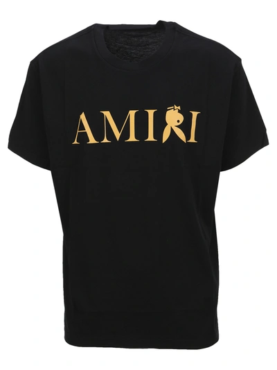 Shop Amiri Reverse Playboy Logo Print Tee In Black Gold