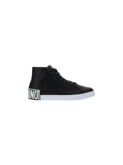 Shop Moschino Sneakers In Black/white