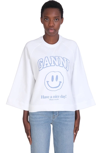 Shop Ganni Isoli Sweatshirt In White Cotton