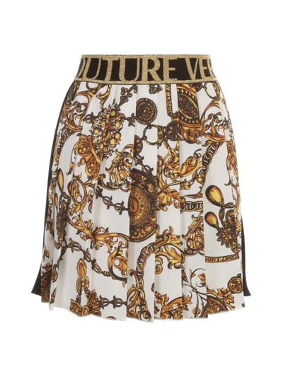Shop Versace Jeans Couture Baroque Bijoux Printing Satin Skirt In Gold