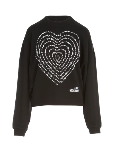 Shop Love Moschino Sweatshirt W/heart In Black