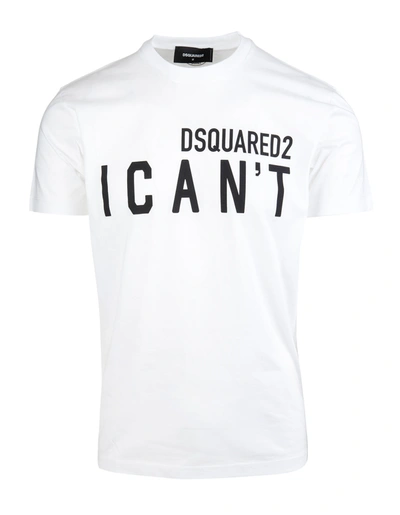Shop Dsquared2 Man White I Cant Cool T-shirt In Bianco