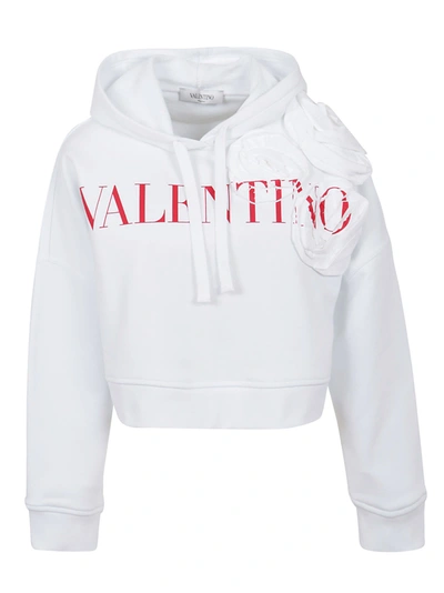 Shop Valentino Sweatshirt Rosa Atelier Edition In Bianco  Rosso