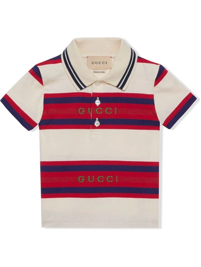 Shop Gucci Striped Polo T-shirt In White