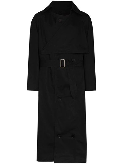 Shop Liam Hodges Double-breasted Trench Coat In Schwarz