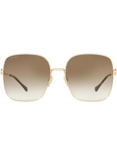 Shop Gucci Horsebit-embellished Oversized Sunglasses In Gold