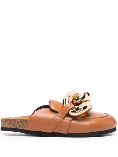 Shop Jw Anderson Chain Loafer Mules In Braun