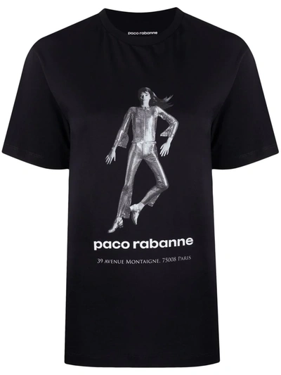 Shop Paco Rabanne Graphic-print Short-sleeved T-shirt In Schwarz