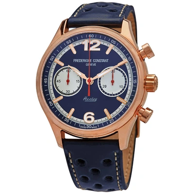 Shop Frederique Constant Vintage Rally Healey Chronograph Automatic Navy Dial Mens Watch Fc-397hn5b4 In Blue,gold Tone,pink,rose Gold Tone,silver Tone