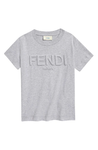 Shop Fendi Kids' Logo Graphic Tee In Grey