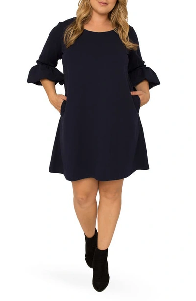 Shop Standards & Practices Stella Crepe Knit Dress In Navy