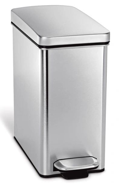 Shop Simplehuman 10l Stainless Steel Slim Step Trash Can In Brushed