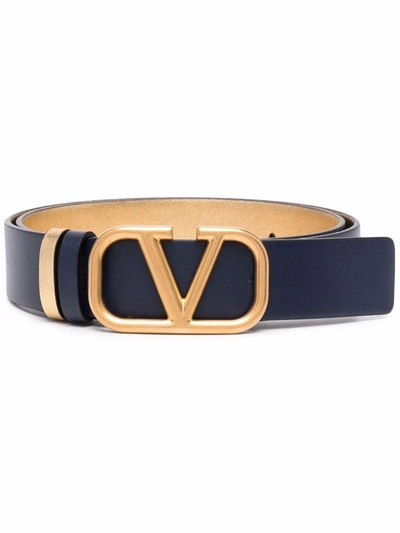 Shop Valentino Vlogo Signature Buckle Belt In Blue