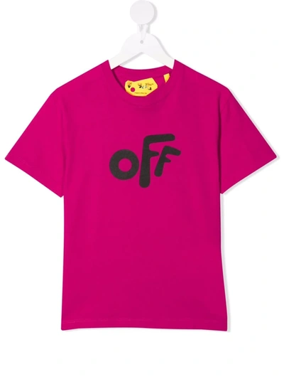 Shop Off-white Rounded Logo-print Cotton T-shirt In Pink