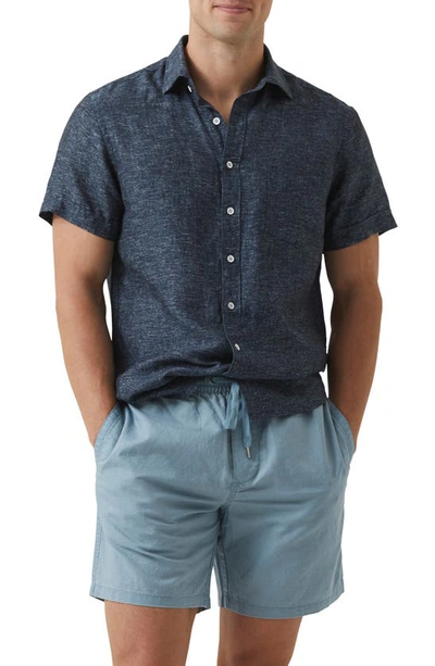 Shop Rodd & Gunn Regular Fit Ellerslie Linen Shirt In Blue Steel