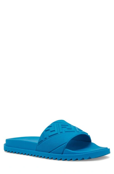 Shop Fendi Ff Slide Sandal In Cyber Blue