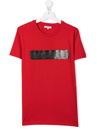 Shop Givenchy Embossed-logo Cotton T-shirt In Red