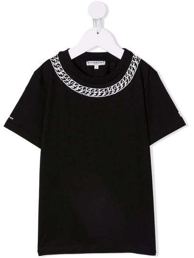 Shop Givenchy Chain-print Cotton T-shirt In Black