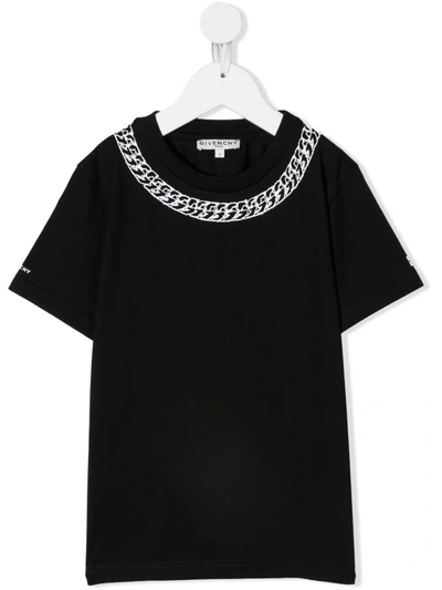 Givenchy Chain-print Cotton T-shirt In Black