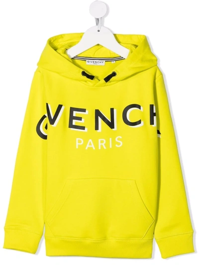 Shop Givenchy Logo-print Cotton Hoodie In Yellow