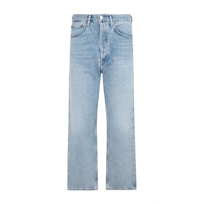 Shop Agolde 90`s Crop Mid Rise Loose Fit Denim Jeans In Blue