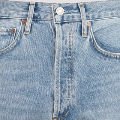 Shop Agolde 90`s Crop Mid Rise Loose Fit Denim Jeans In Blue