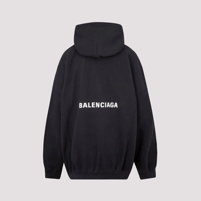 Shop Balenciaga Boxy Hoodie Sweatshirt In Black