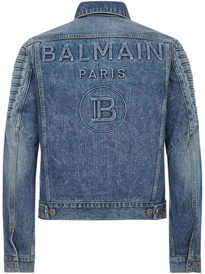 Shop Balmain Coats Blue