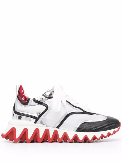 Christian Louboutin Patent-leather Mesh Trainers In White |