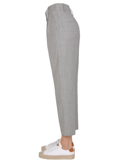 Shop Brunello Cucinelli Cropped Flannel Trousers In Grey