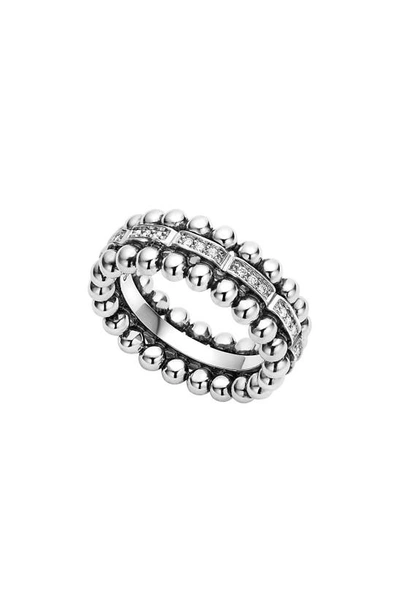 Shop Lagos Caviar Spark Diamond Band Ring In Silver/ Diamond