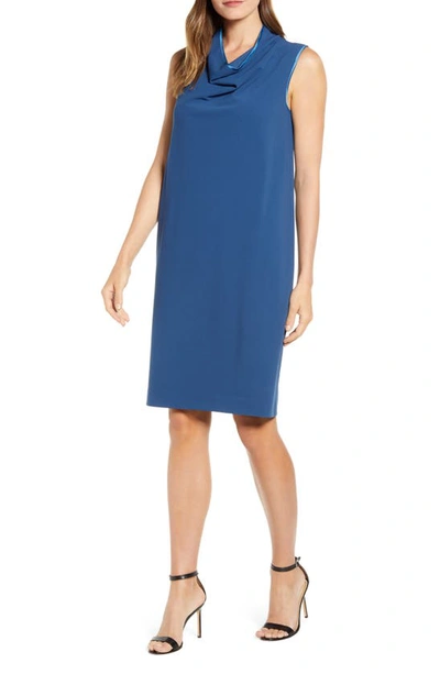 Shop Anne Klein Cowl Neck Crepe Sheath Dress In Spruce