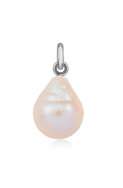 Shop Monica Vinader Nura Baroque Pearl Necklace Enhancer In Silver