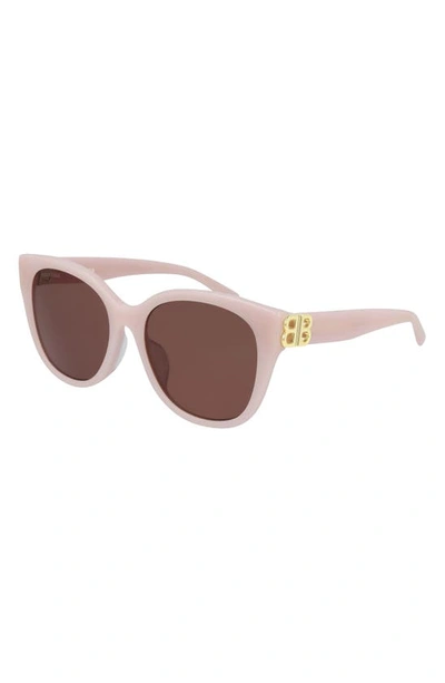 Shop Balenciaga 57mm Cat Eye Sunglasses In Shiny Milky Rose/ Red