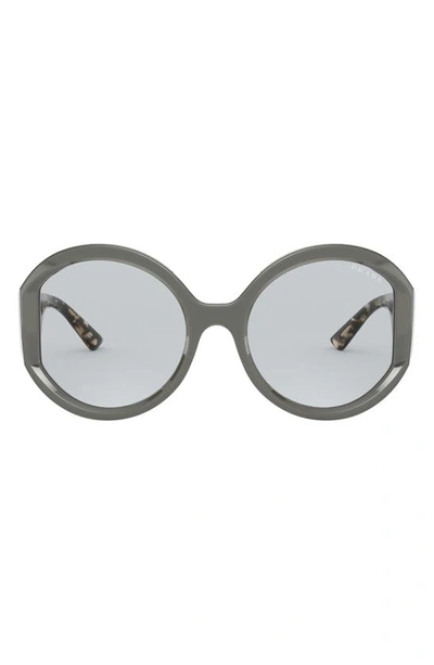Shop Prada 55mm Round Sunglasses In Lght Blue Lght Gry
