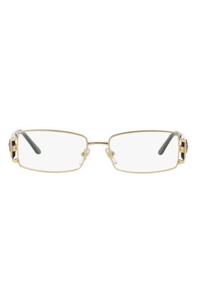 Shop Versace 52mm Rectangle Optical Glasses In Pale Gold